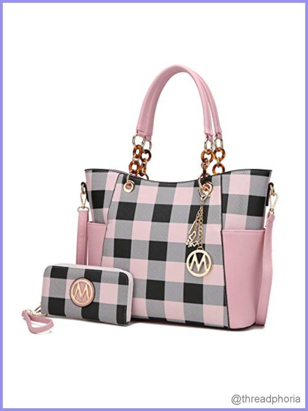 Vegan Leather Tote Bag with Wallet Set, Top Handle Crossbody Purse